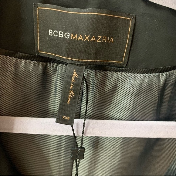 BCBGMAXAZRIA Wool Blend Black  Pea Coat Woven Fold Over High Neck XXS - Picture 3 of 10